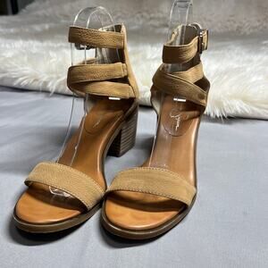 Jessica Simpson Sandals Womens sz 6.5 Block Heel Ankle Buckle Cross Straps Cool